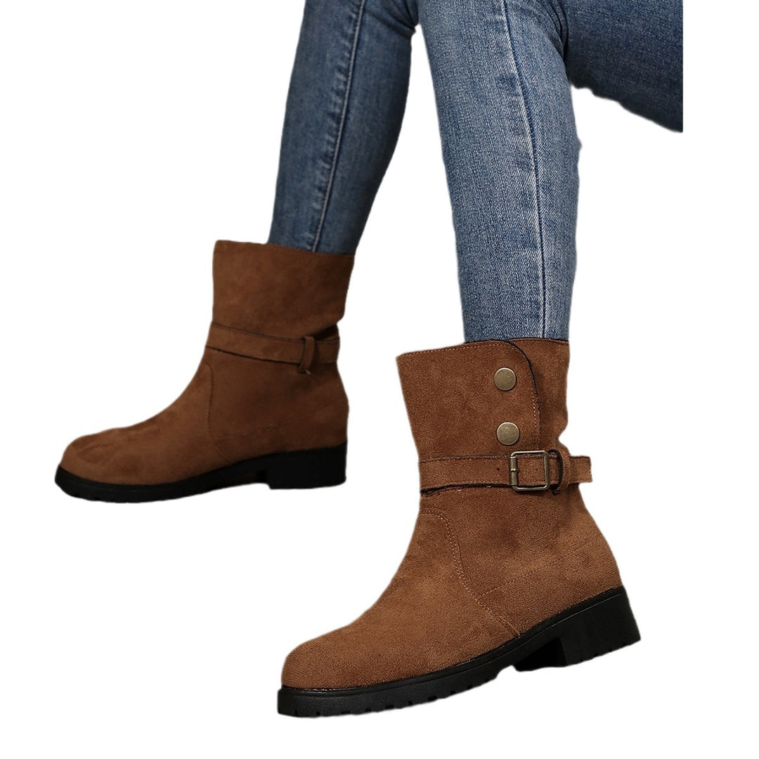 Damen modische Stiefel mit stylishen Schnallen und trendigem Design EB