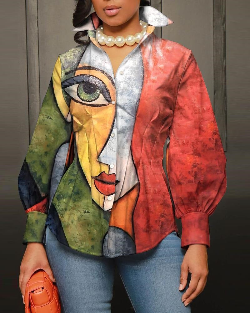 Damen modische Bluse mit geometrischem Design EB