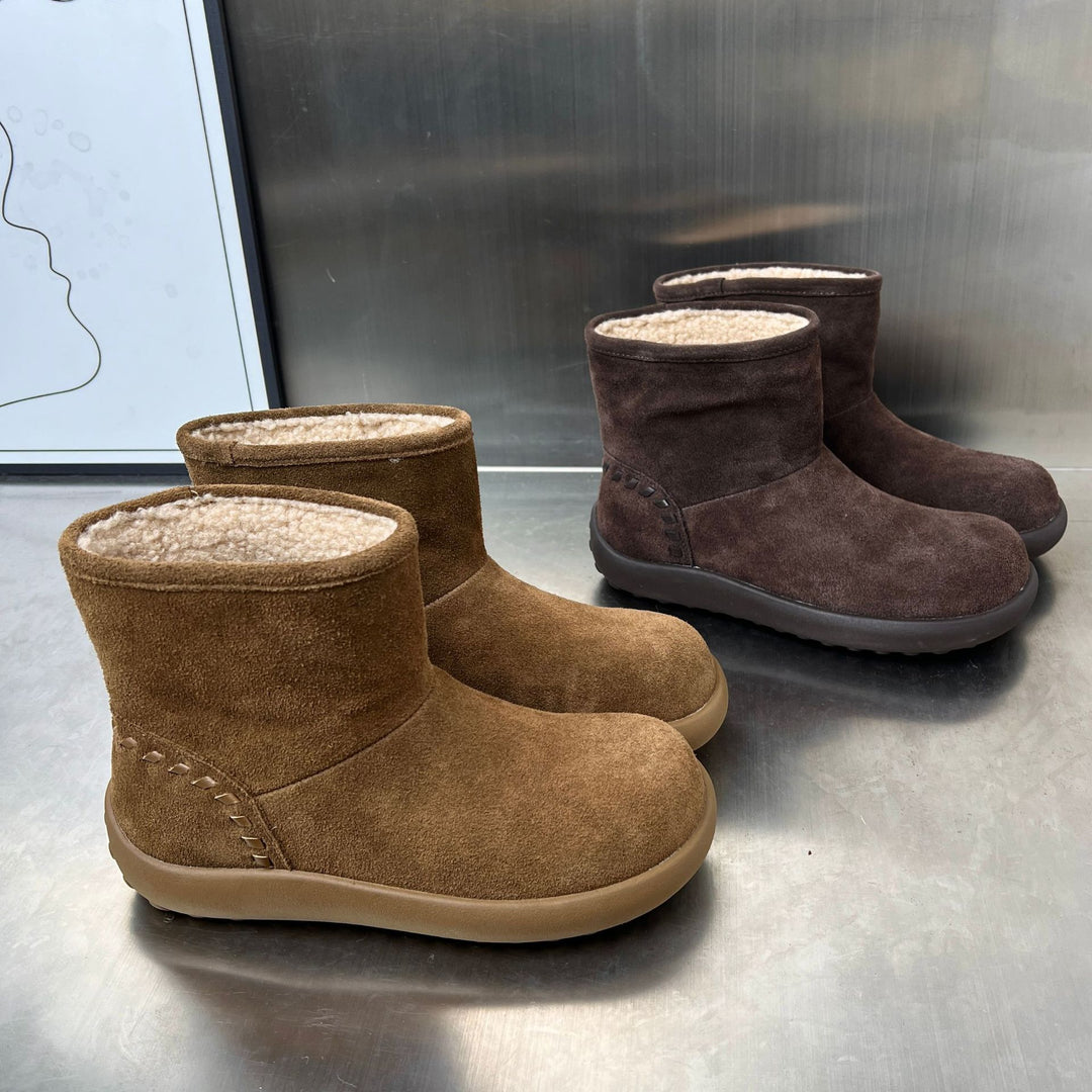 Damen bequeme Winterstiefel aus hochwertigem Wildleder mit kuscheligem Innenfutter EB