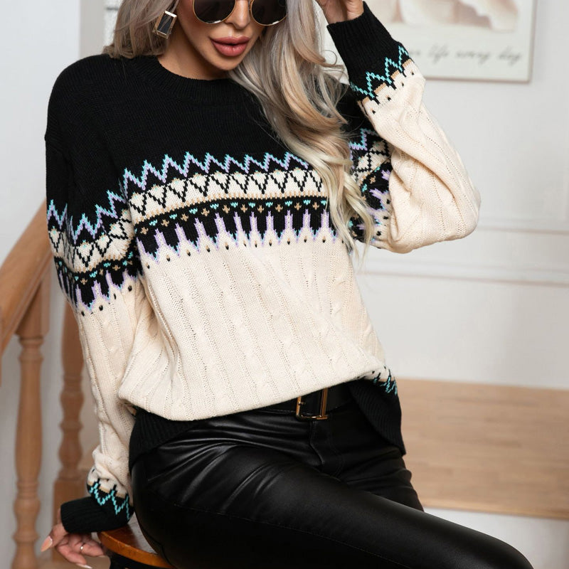 EB | Geometrischer Strickpullover im Retro Look