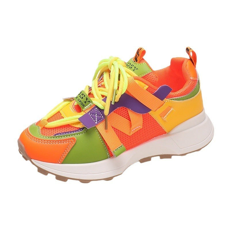 Damen Chunky-Plateau-Sneaker mit atmungsaktivem Mesh und montierten Riemen EB