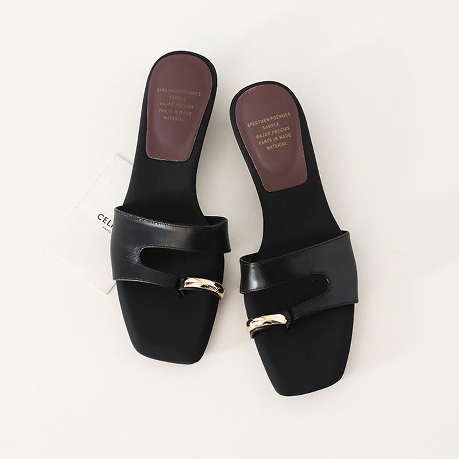 Damen modische Slides mit exklusivem Kettendetail EB