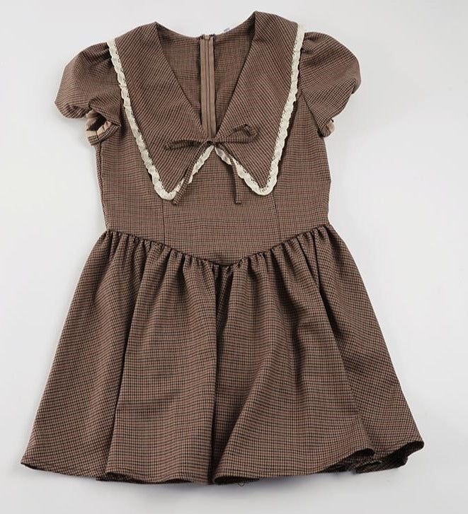 Damen Vintage-Folklore Kleid mit voluminösen Ärmeln und dekorativem Kragen EB