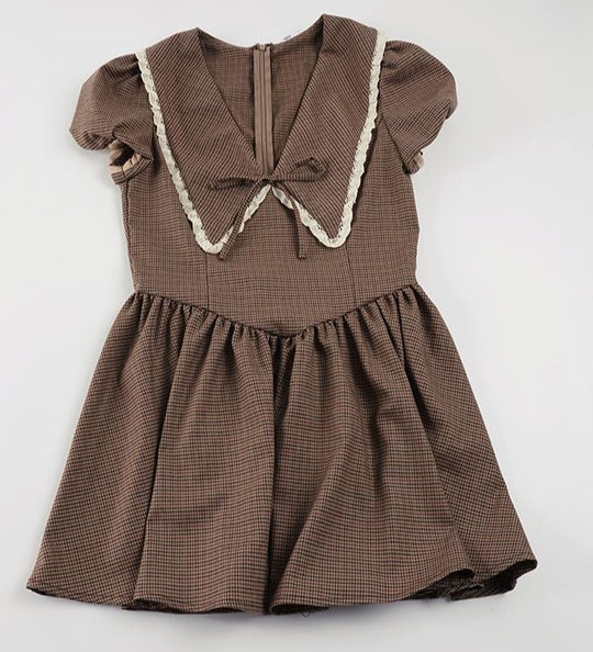 Damen Vintage-Folklore Kleid mit voluminösen Ärmeln und dekorativem Kragen EB
