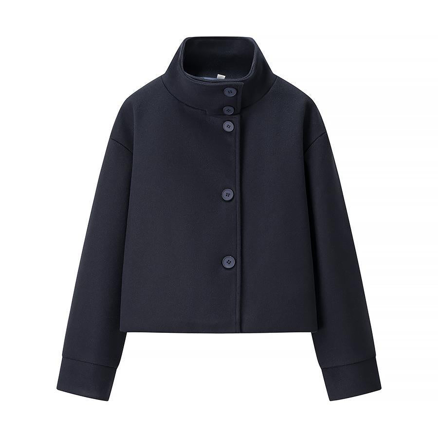 Damen elegante Kurzjacke mit Stehkragen und modischen Knopfdetails EB