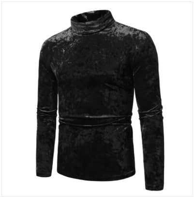 Herren nan figurbetontes Samtrollkragen-Langarmshirt mit Stretchanteil EB