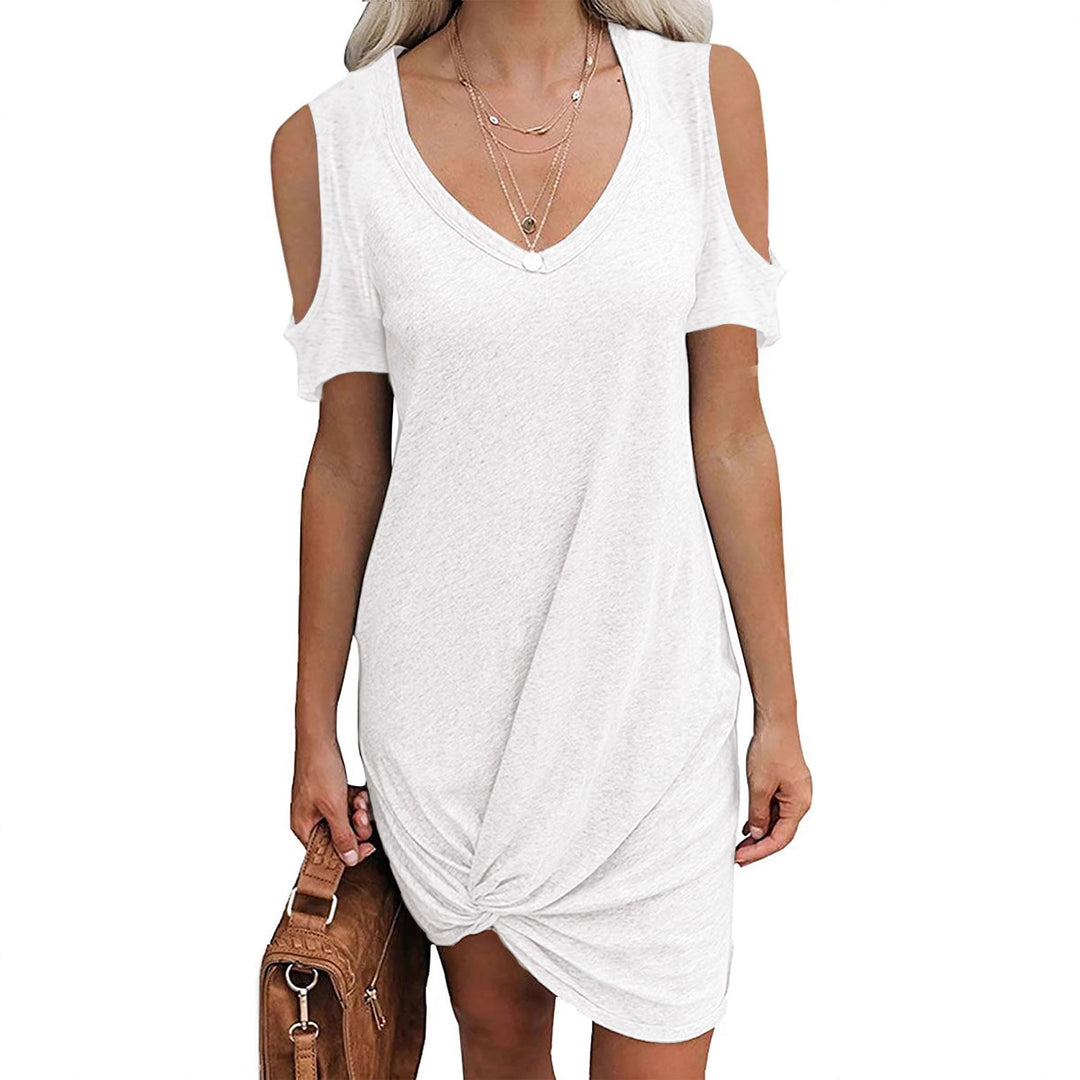 Damen Wickelkleid mit lässigem V-Ausschnitt und cut-out Ärmeln EB