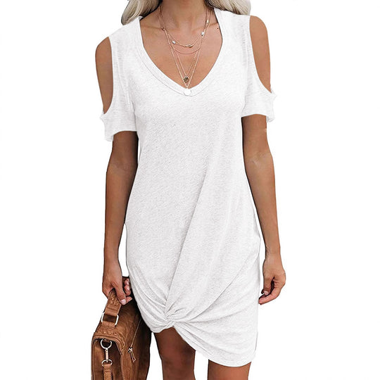 Damen Wickelkleid mit lässigem V-Ausschnitt und cut-out Ärmeln EB