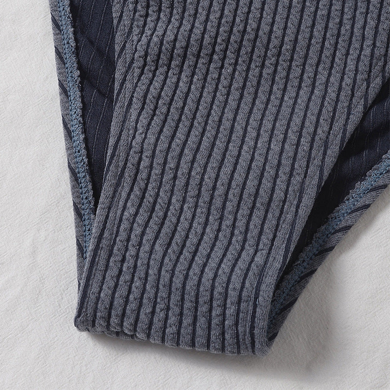 Damen Sport-Bikini-Set mit strukturiertem Bustier und hoch geschnittenem Slip EB