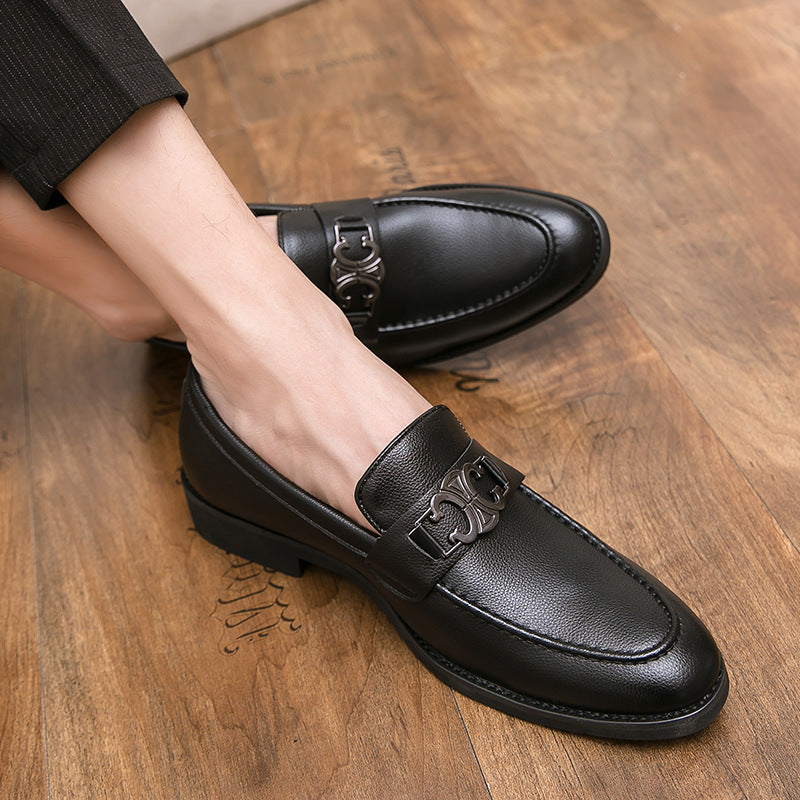 Herren Elegante Premium-Leder Mokassins mit dekorativem Riemen EB