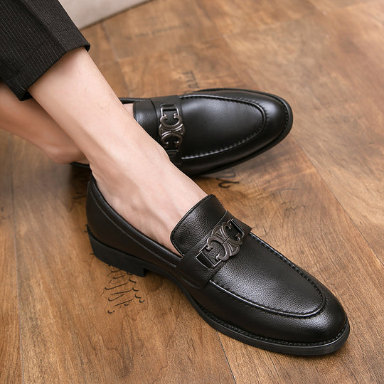 Herren Elegante Premium-Leder Mokassins mit dekorativem Riemen EB