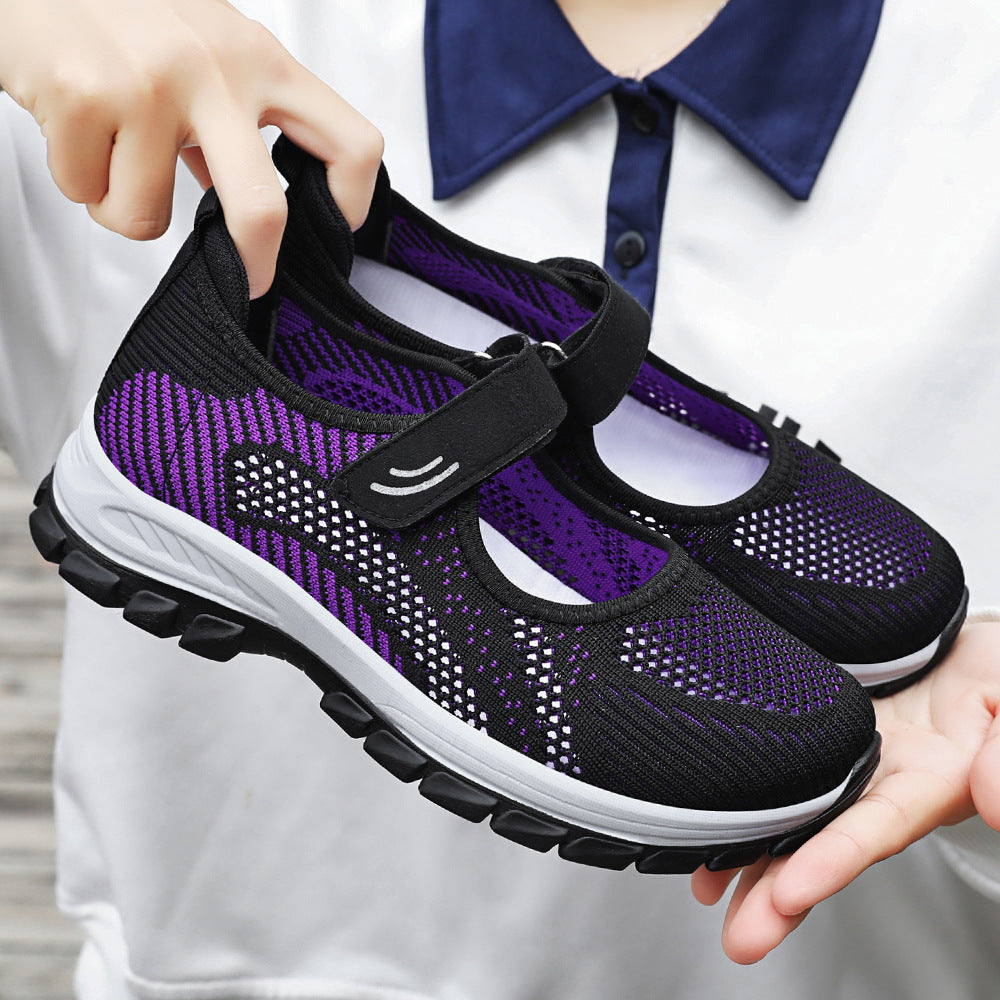 Damen Sportliche Slip-On Sneakers mit verstellbarem Riemen EB