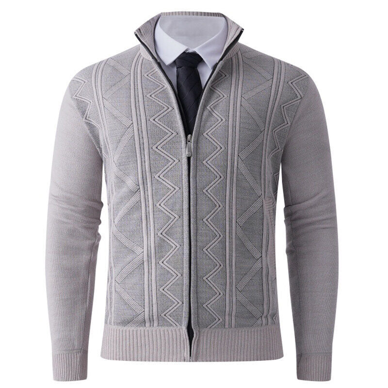 Herren Strickjacke mit modernem Zipper und strukturiertem Design EB