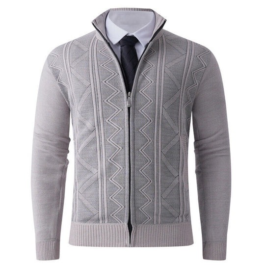 Herren Strickjacke mit modernem Zipper und strukturiertem Design EB