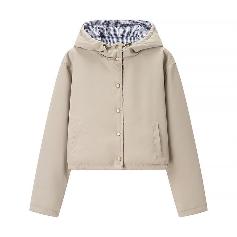 Damen modische Übergangsjacke mit Kapuze und elastischen Abschlüssen EB