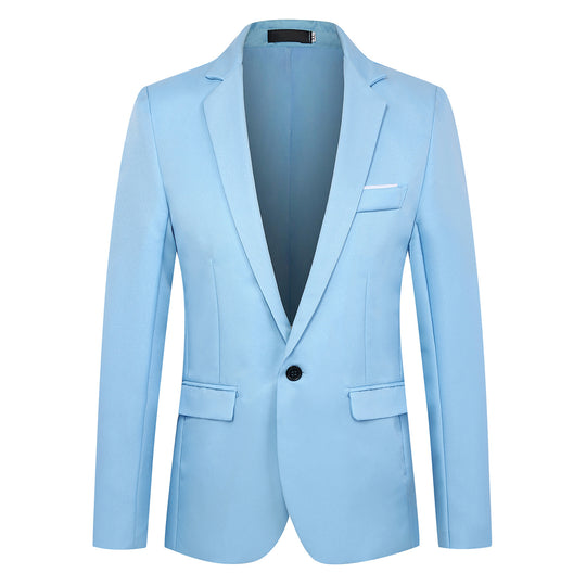 Herren nan tailliertes Satin-Sakko mit schmaler Silhouette, Notch-Revers und dekorativer Brustpaspel EB