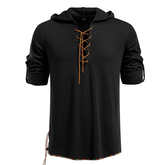 Herren lässiges Hoodie mit dekorativer Schnürung EB
