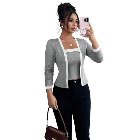 Damen modische Jacke mit schmalem Schnitt und eleganter Knopfleiste EB