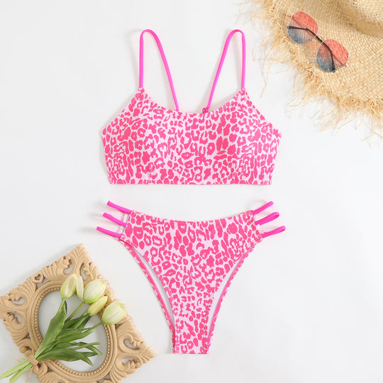 Damen Triangel-Bikini mit aufregendem Leopardenmuster und sportlichen Details EB