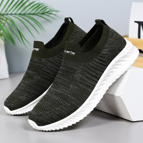 Damen Komfortable Sneaker mit elastischem Strickoberteil und rutschfester Sohle EB