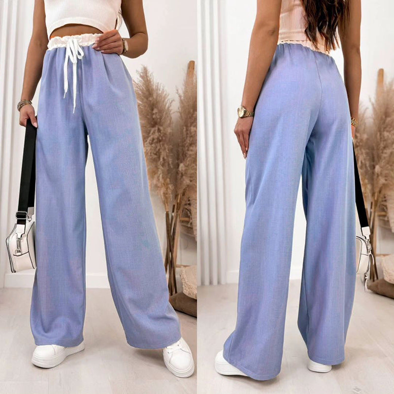 Damen Leichte Sommerhose mit elastischem Bund und seitlichen Taschen EB