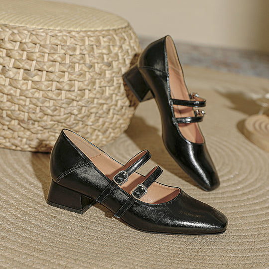 Damen elegante Mary Jane Schuhe mit modischem Absatz EB