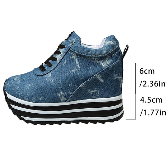 Damen Wedge-Sneaker im Denim-Look mit komfortablem Plateau EB