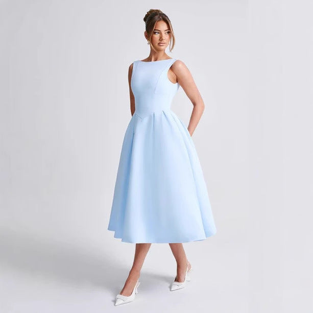 Damen Elegantes Maxikleid mit ausgestellten Ärmeln und raffiniertem Rock EB