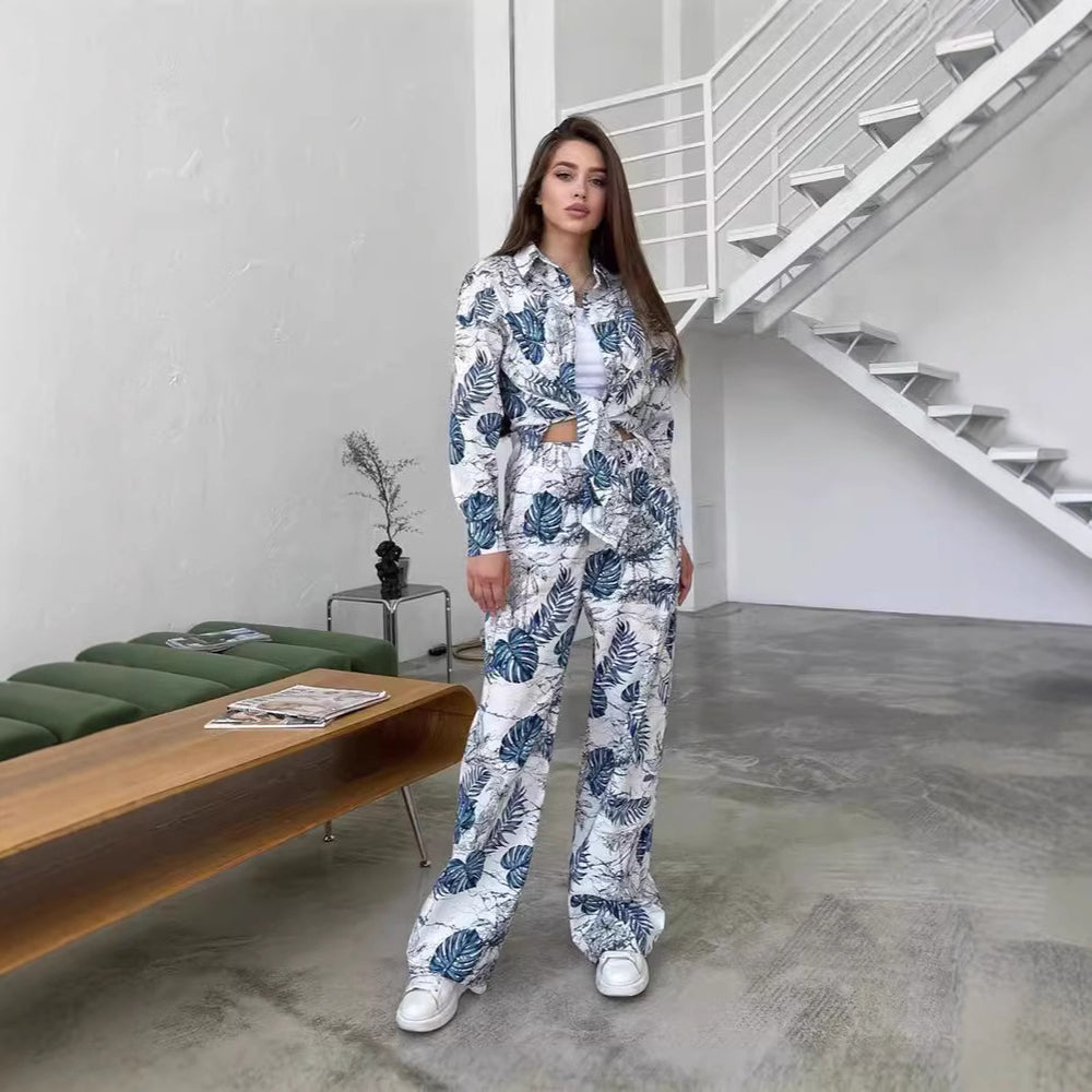 Damen lässiges Freizeit-Lounge-Set mit floralem Muster EB