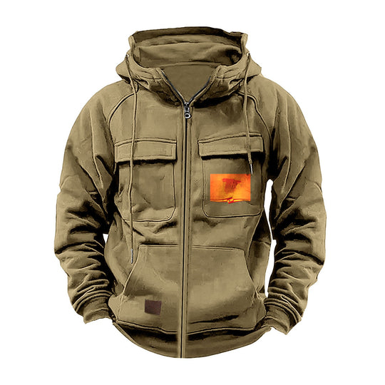 Herren multifunktionale Kapuzenjacke mit praktischen Taschen EB