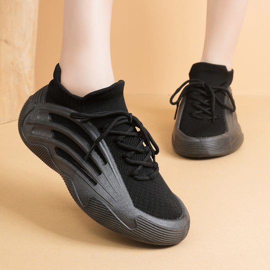 Damen Sportliche Sneakers mit atmungsaktiver Strick-Oberfläche und flexibler Sohle EB