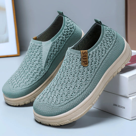 Damen Strick Slip-On Schuhe mit elastischem Obermaterial EB