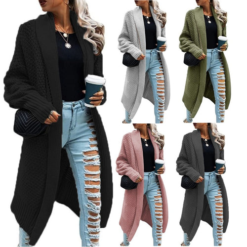 Damen Strickmantel im urbanen Look mit offenem Schnitt und strukturierter Textur EB
