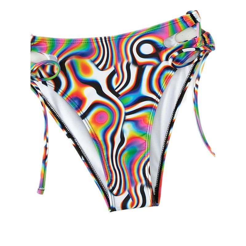 Damen Bikini-Set mit kreativem Grafikdesign und transparentem Oberteil EB