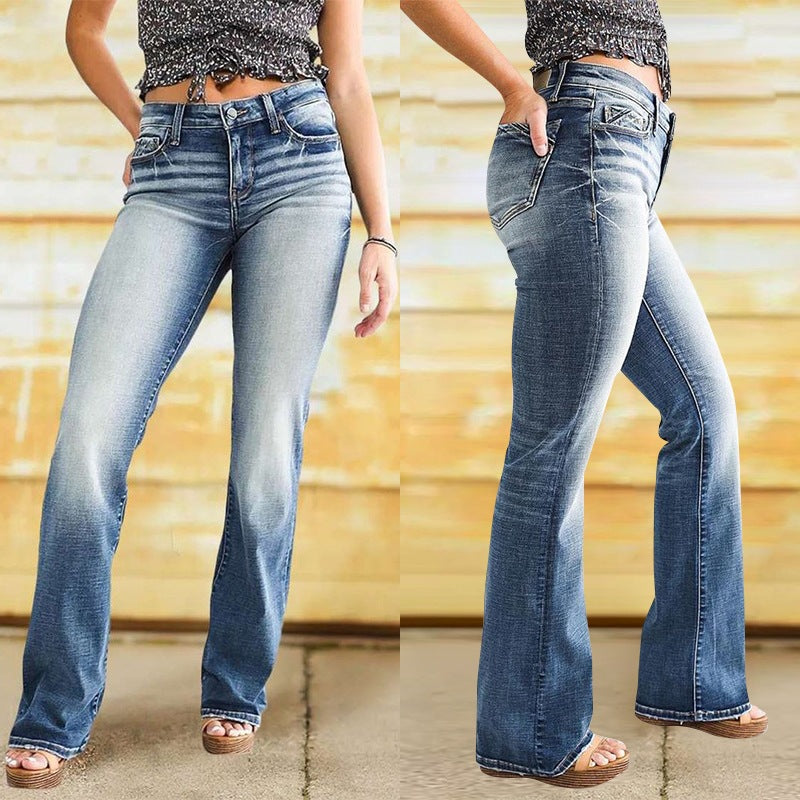 Damen Slim Fit Jeans mit hohem Bund EB