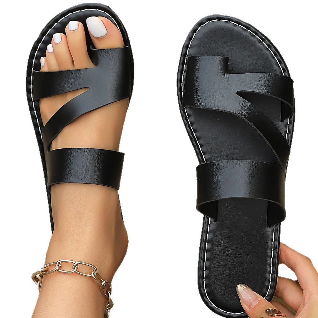 Damen elegante Freizeit-Pantoletten mit sophisticated Riemendesign EB