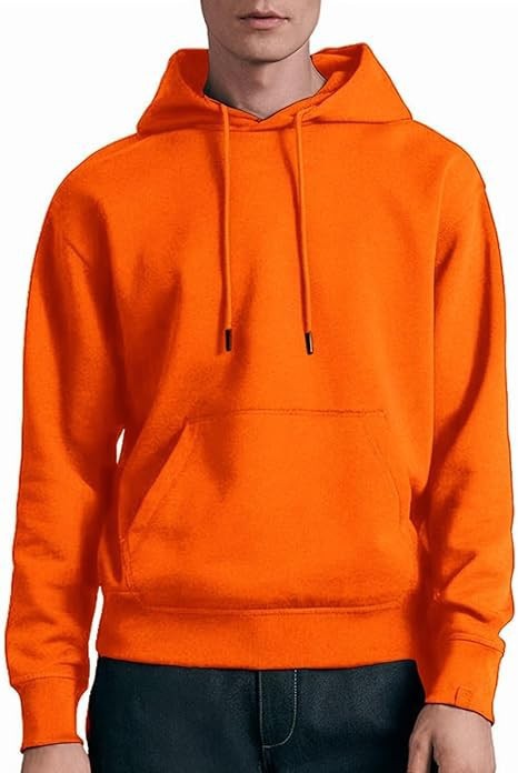 Herren nan lässiger Kapuzenpullover mit Kängurutasche, Tunnelzug und gerippten Bündchen EB