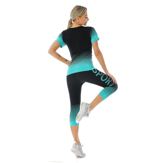 Damen Sportliches Fitness-Set mit grafischem Design und hoher Atmungsaktivität EB