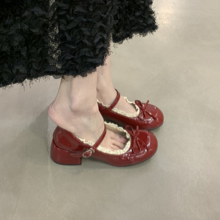 Damen Ballerinas mit dekorativer Schleifenverzierung und elegantem Fersenriemen EB
