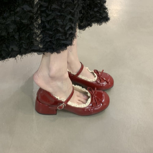 Damen Ballerinas mit dekorativer Schleifenverzierung und elegantem Fersenriemen EB