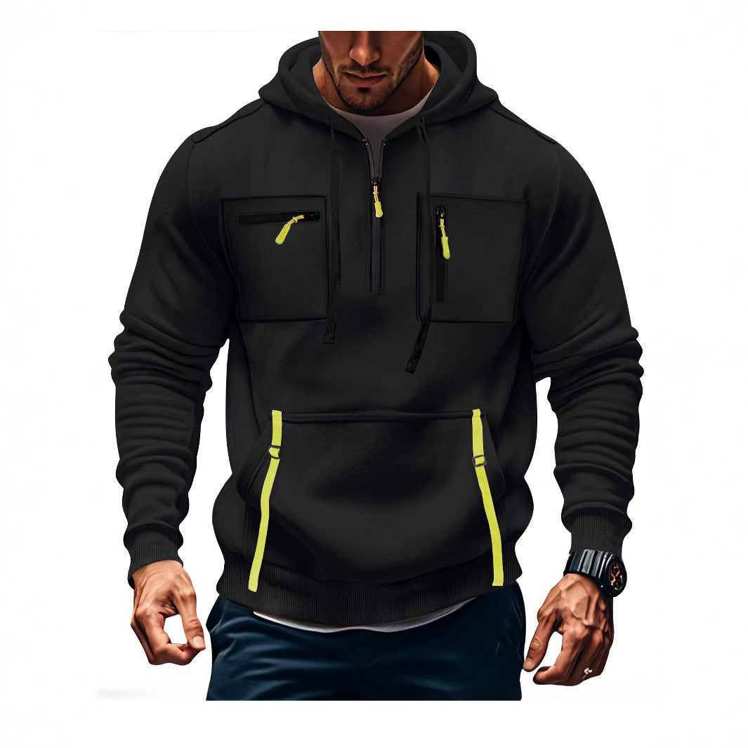 Herren modischer Kapuzenpullover mit funktionalen Reißverschlusstaschen EB