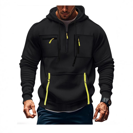 Herren modischer Kapuzenpullover mit funktionalen Reißverschlusstaschen EB