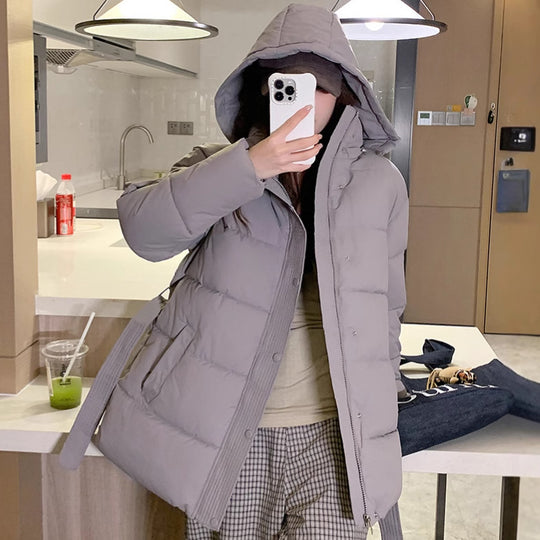 Damen klassische Pufferjacke mit hohem Kragen und praktischen Taschen EB