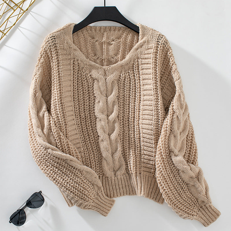 Damen Grobstrickpullover mit oversized Schnitt und Zopfmuster EB