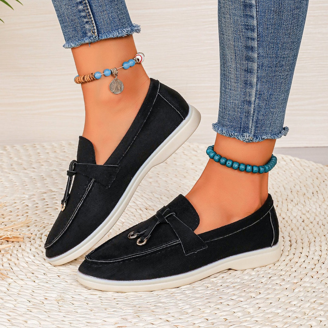 Damen Elegante Mokassins mit modischem Riemendesign und bequemer Dämpfung EB