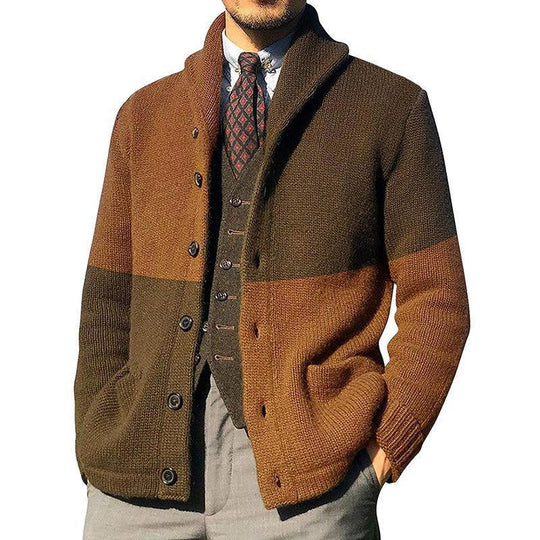 Herren Elegante Strickjacke mit hochgeschlossenem Kragen und Knopfdetails EB