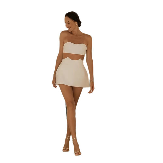 Damen Crop-Top und Rock-Set mit elegantem Design EB