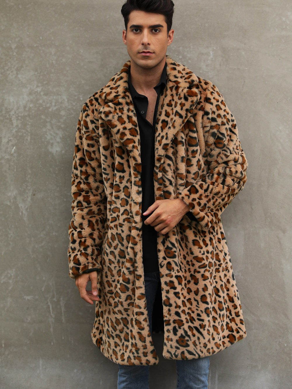 Herren Modischer Leopardenfell-Mantel EB