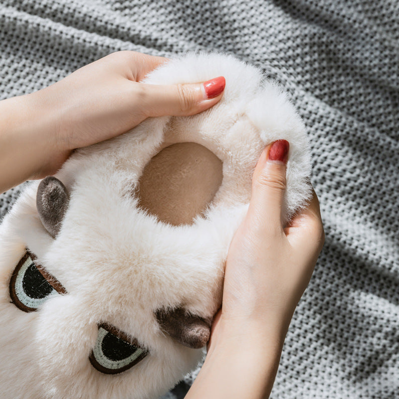 Damen Hausschuhe mit tierischem Motiv und weichem Fleece-Innenfutter EB