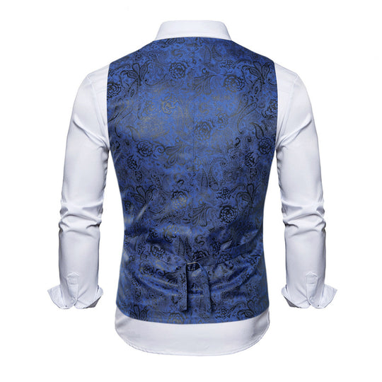 Herren elegante Weste mit floralem Design und Doppelreihe EB